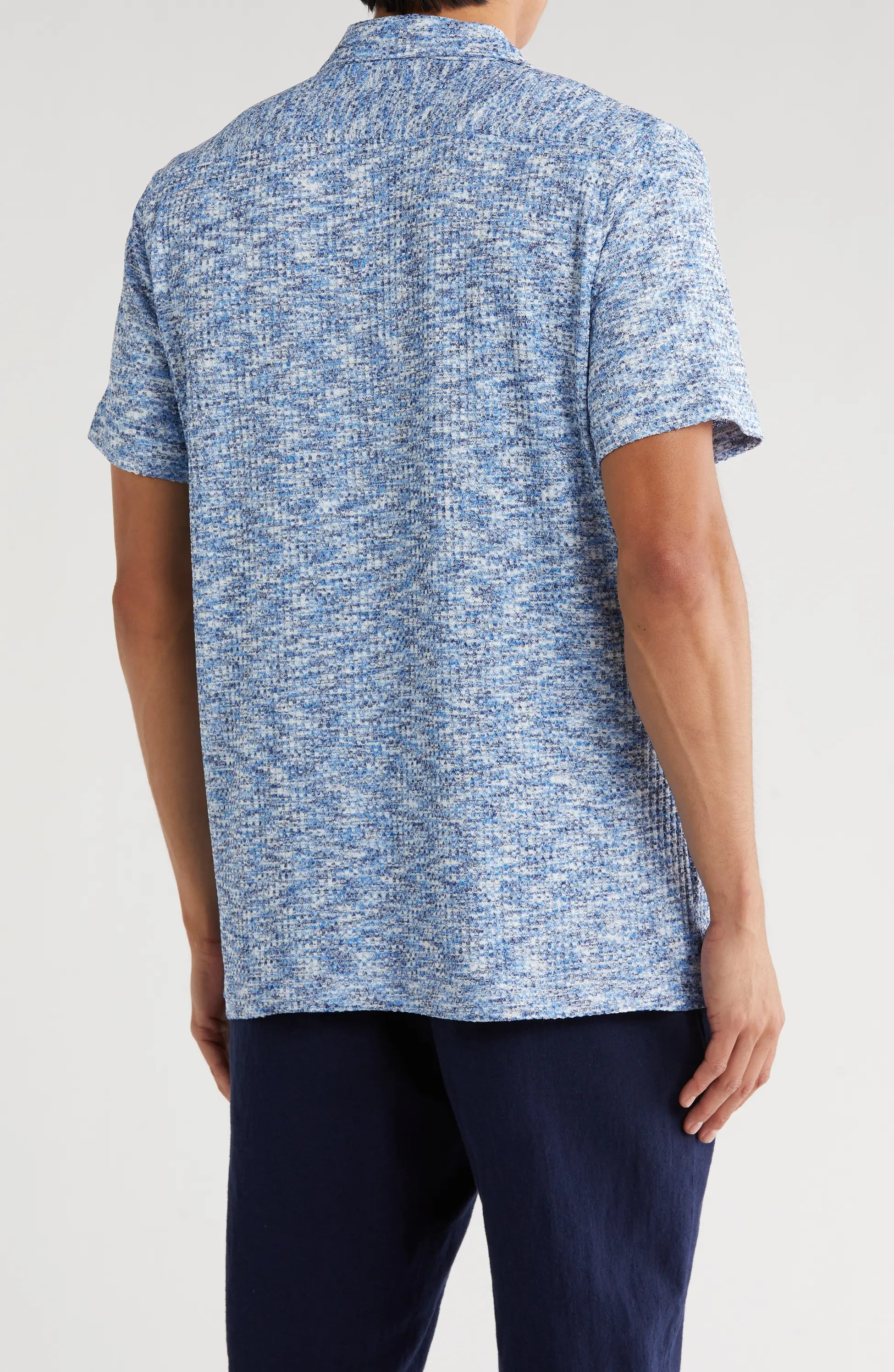 TRSH-215 Mélange Short Sleeve Button-Up Shirt