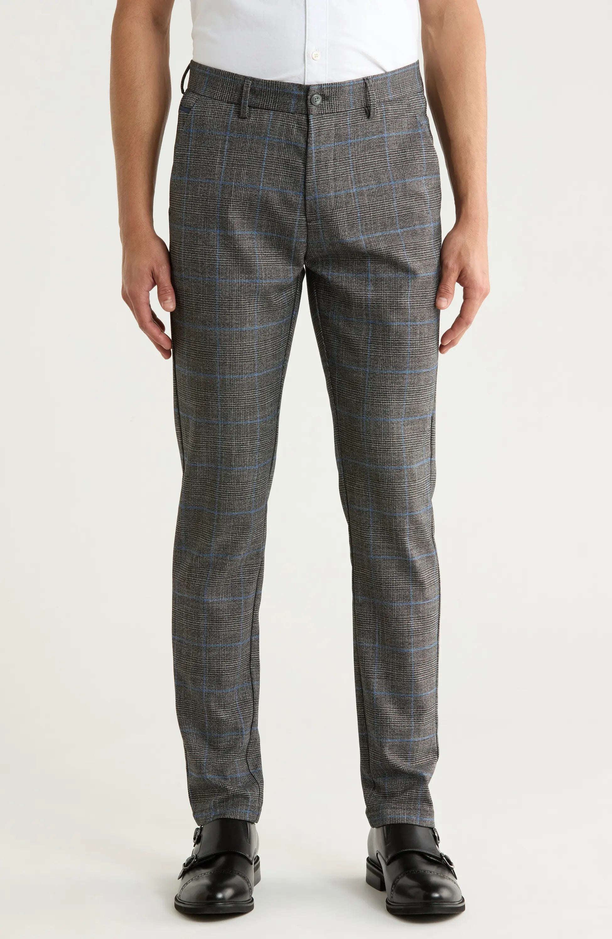 TRD-520-Plaid Straight Leg Trousers