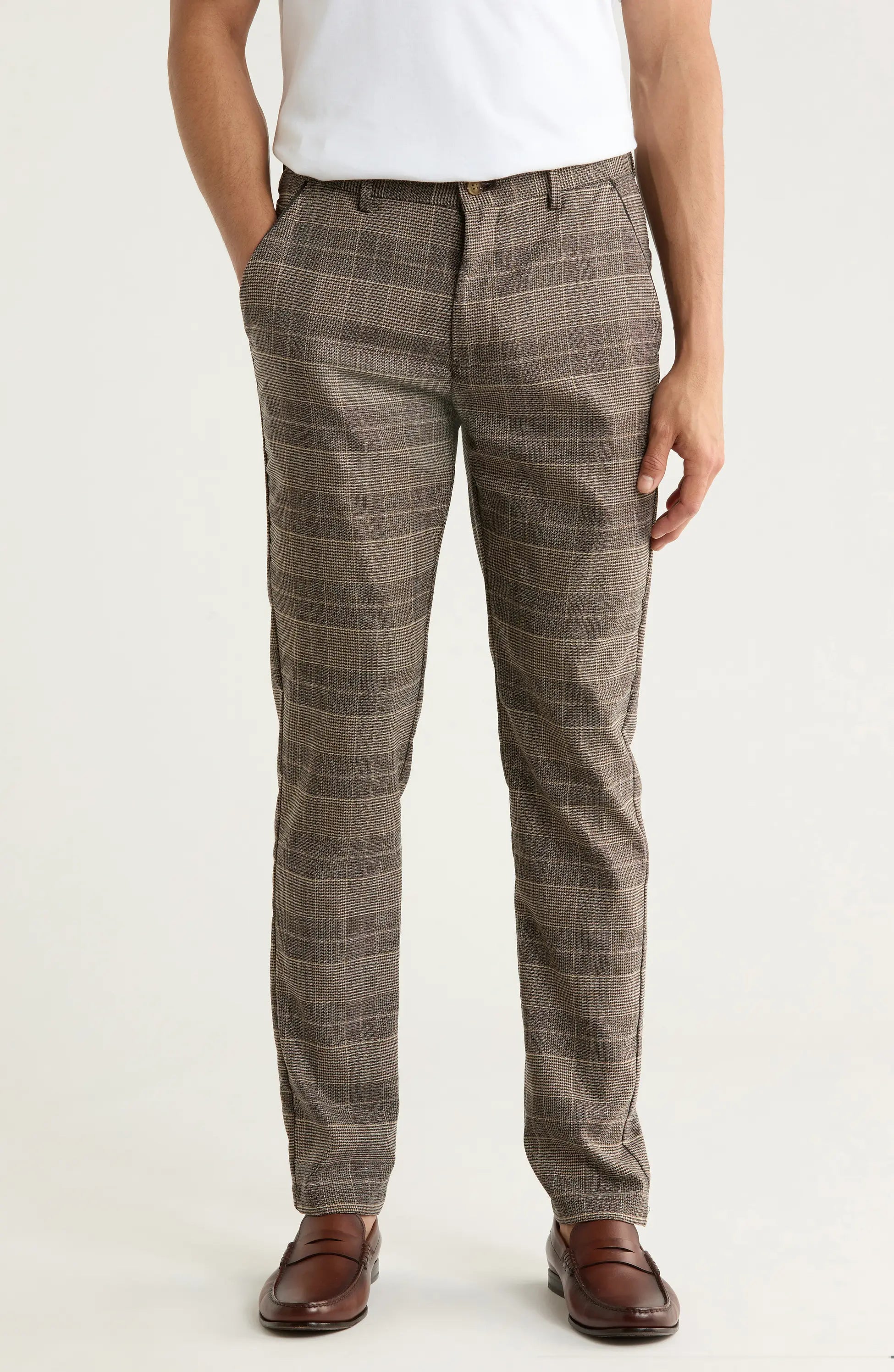 TRD-524-Plaid Straight Leg Trousers