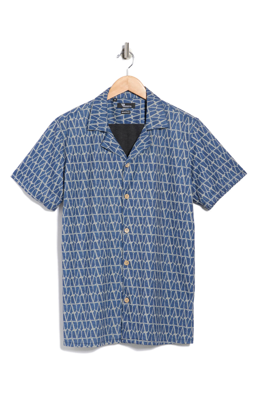 TRSH-3009-Modern Fit Textured Camp Shirt