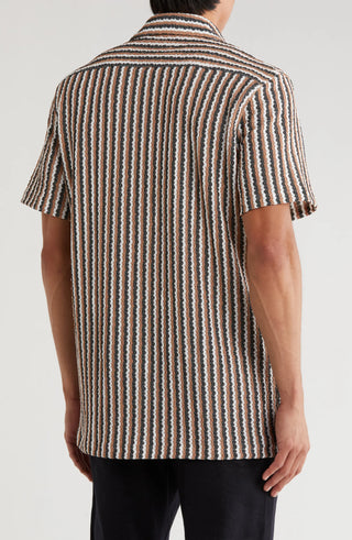 TRSH-217 Stripe Knit Short Sleeve Button-Up Shirt