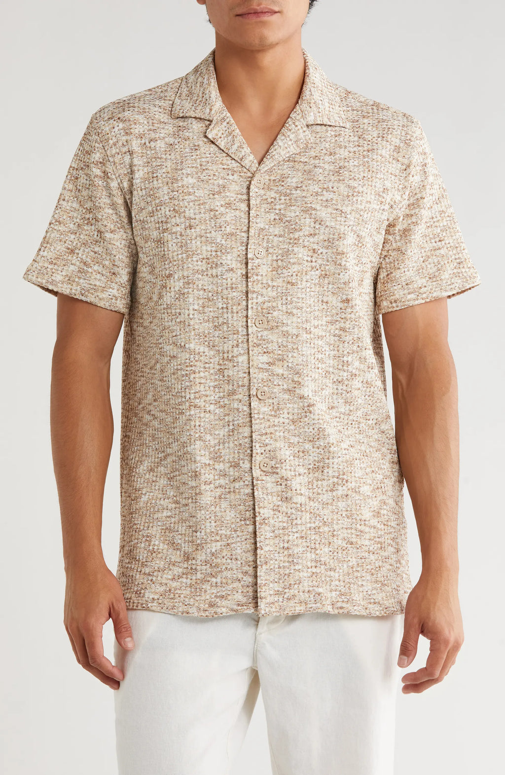 TRSH-215 Mélange Short Sleeve Button-Up Shirt