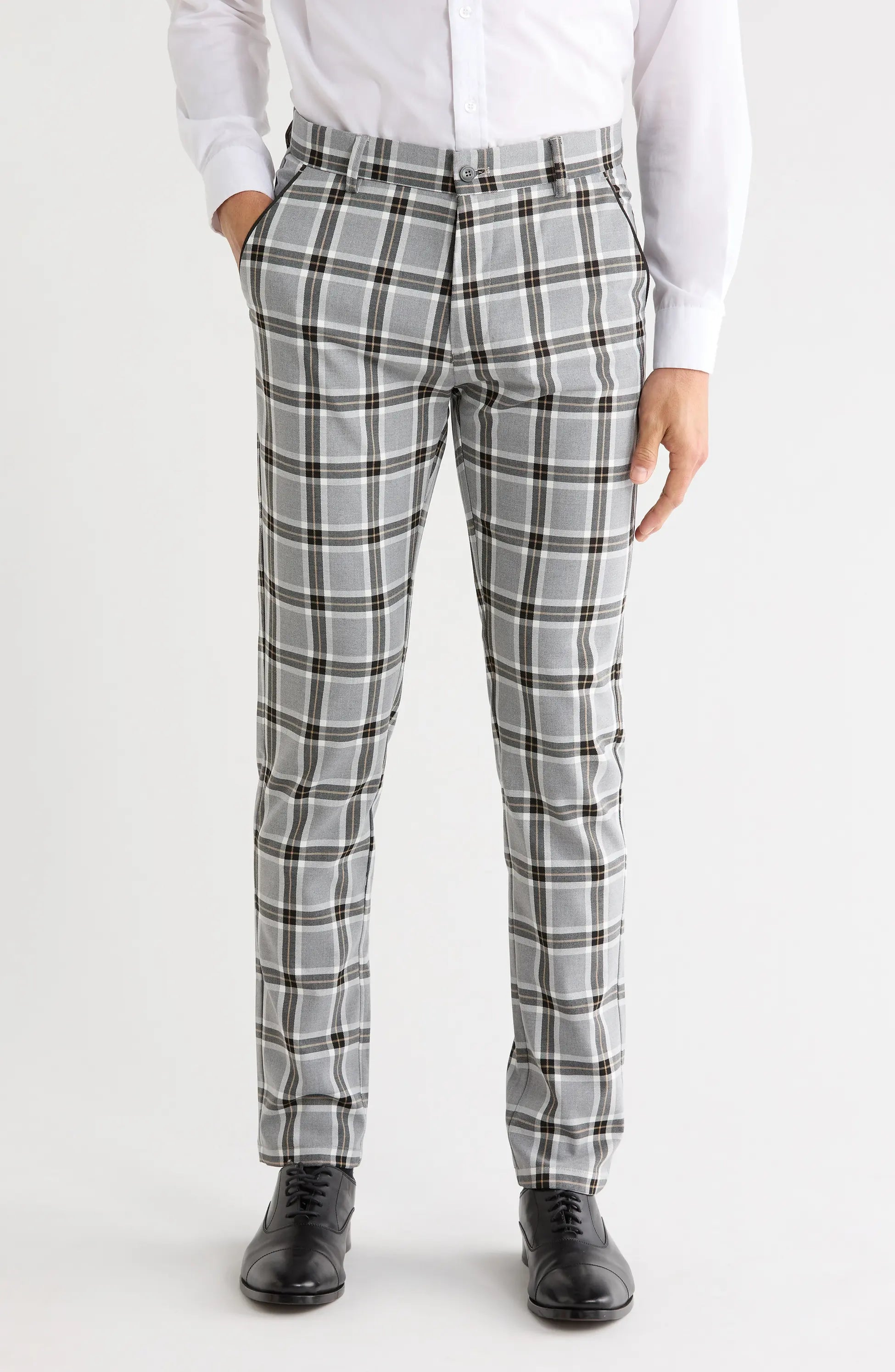 TRD-530-Plaid Straight Leg Trousers