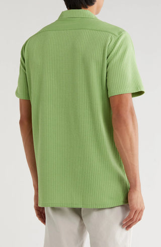 TRSH-214 Stripe Textured Short Sleeve Camp Shirt