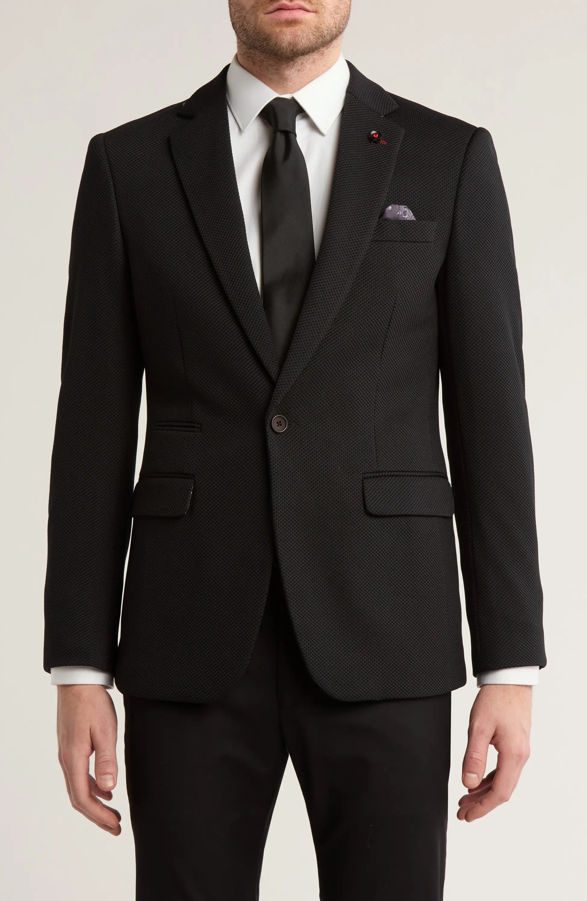 TRB-737 One-Button Fashion Knit Blazer