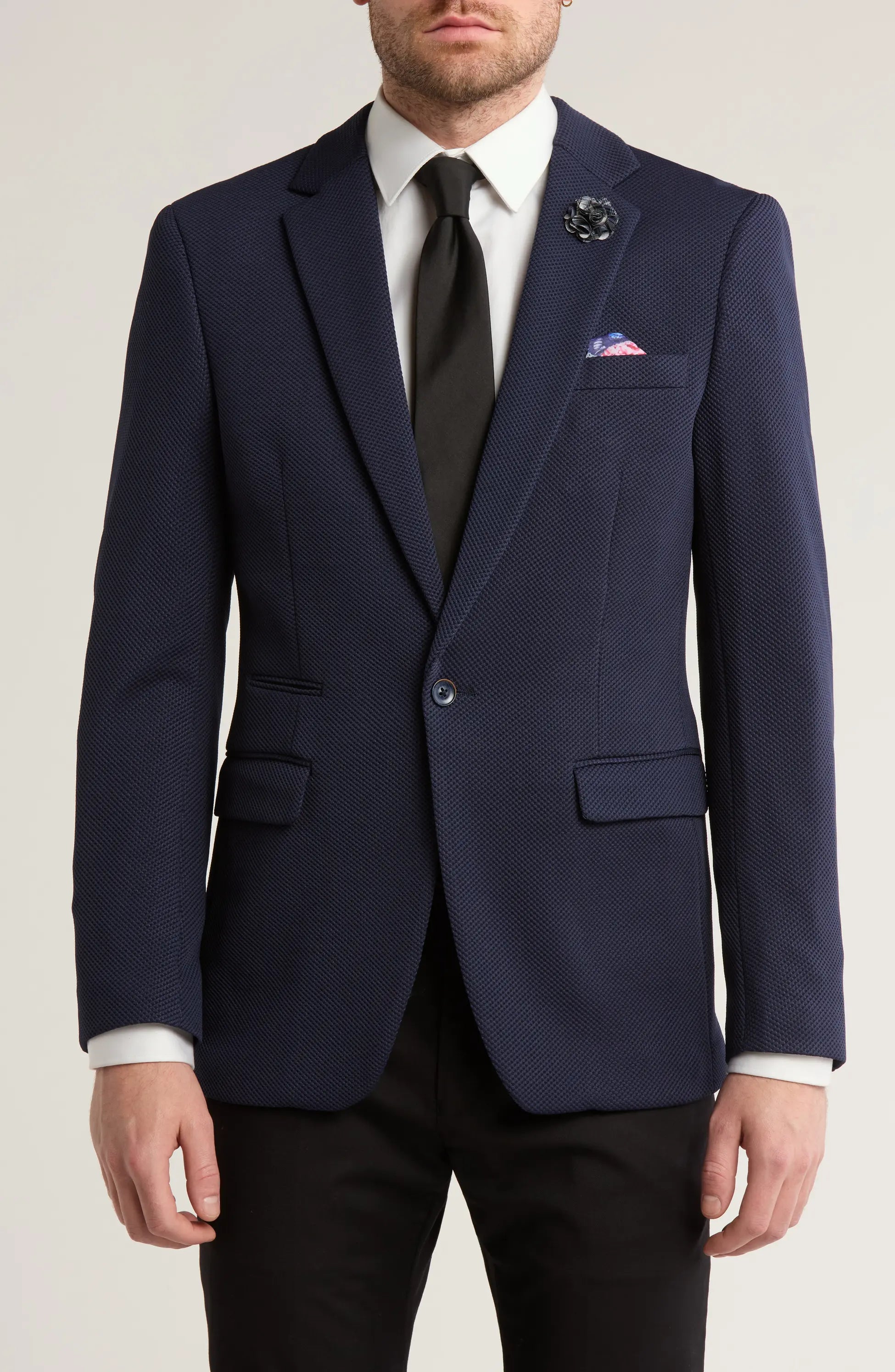 TRB-737 One-Button Fashion Knit Blazer