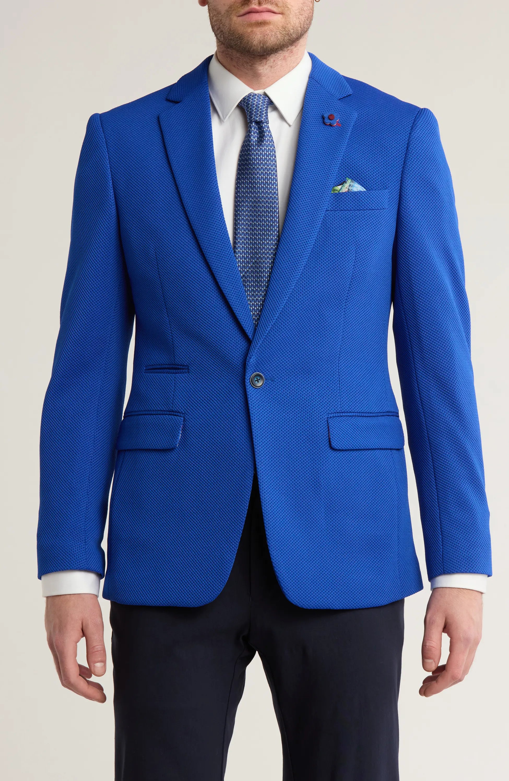 TRB-737 One-Button Fashion Knit Blazer