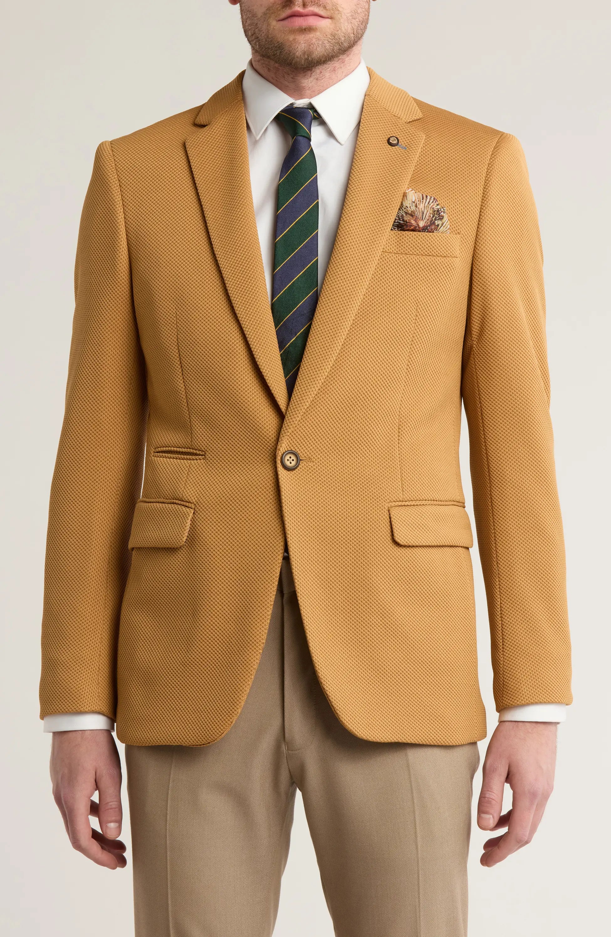 TRB-737 One-Button Fashion Knit Blazer