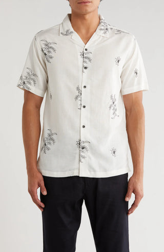 TRS-7002 Floral Embroidered Camp Shirt