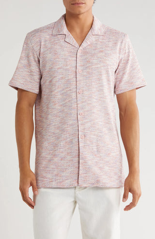 TRSH-215 Mélange Short Sleeve Button-Up Shirt