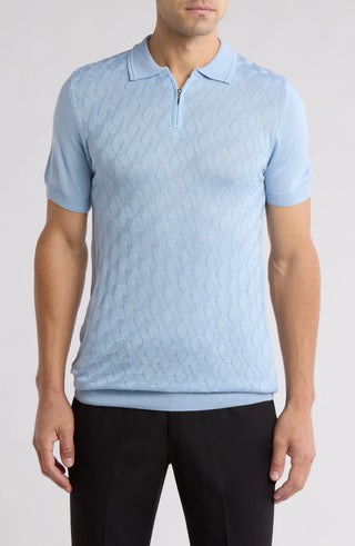 Short Sleeve Textured Knit Zip Polo TR-11482