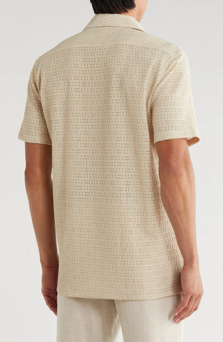 TRSH-211 Textured Knit Short Sleeve Button-Up Shirt