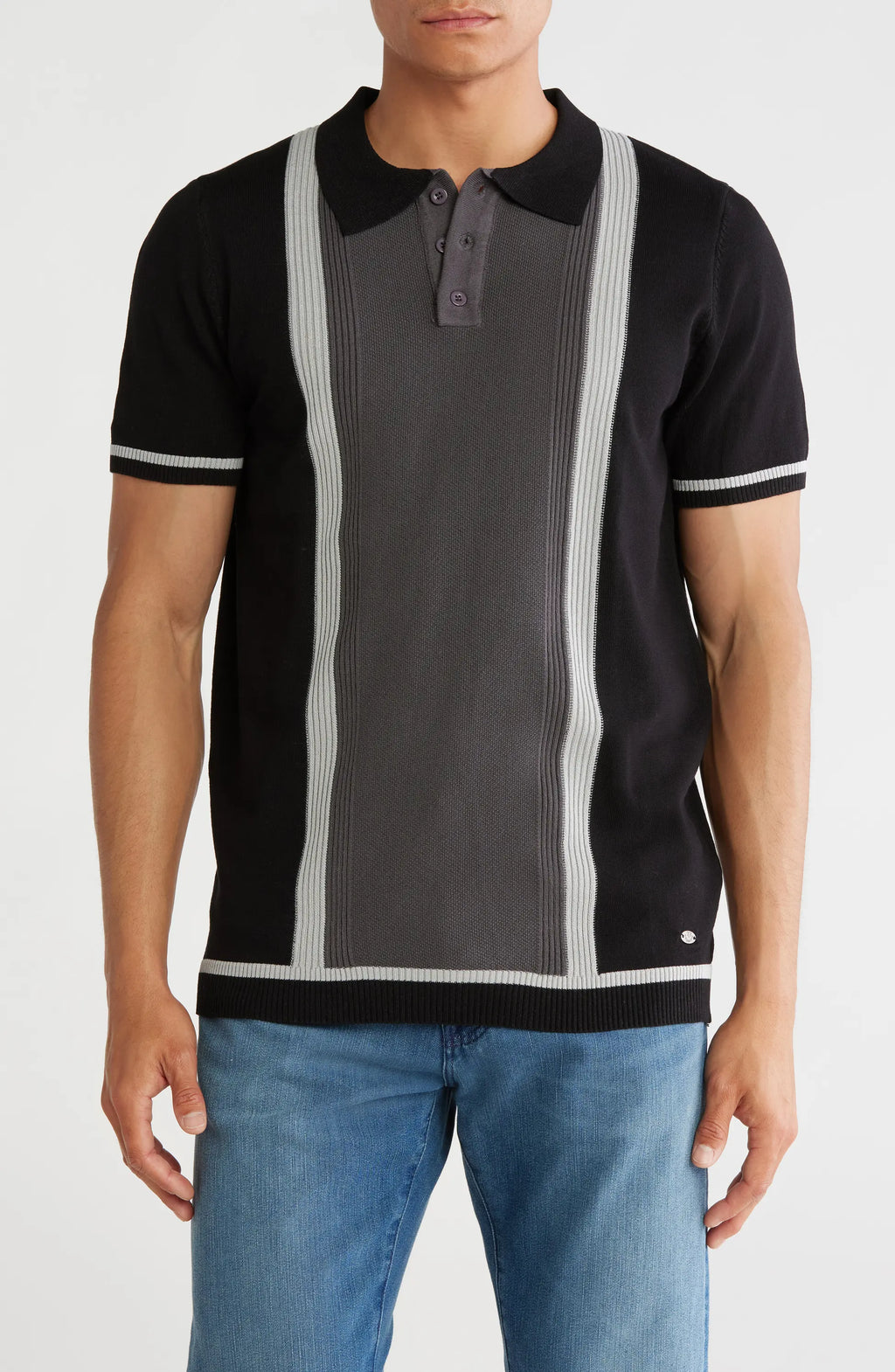 TRCK-11545 Color block Sweater Knit Polo