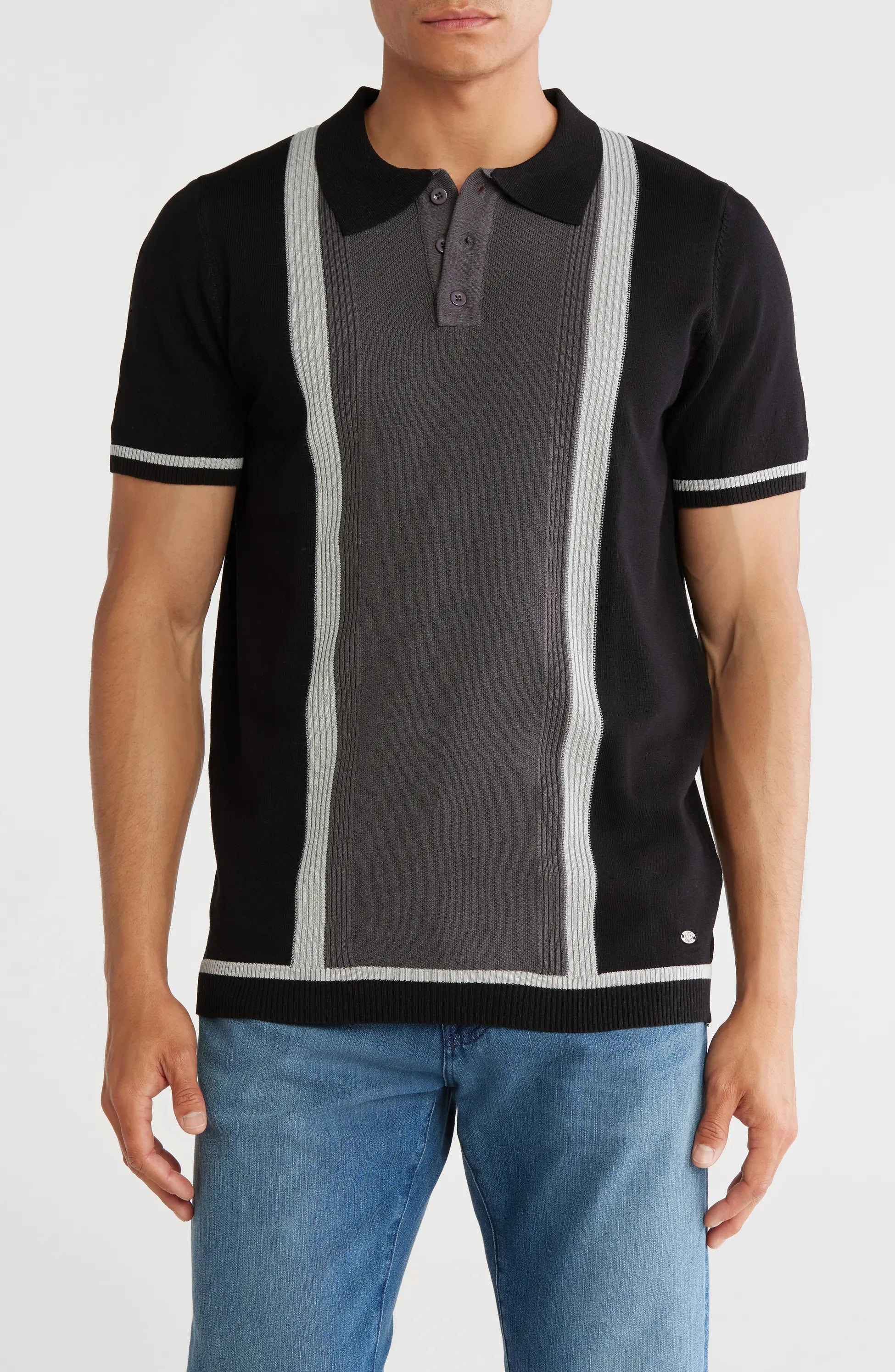 TRCK-11545 Color block Sweater Knit Polo