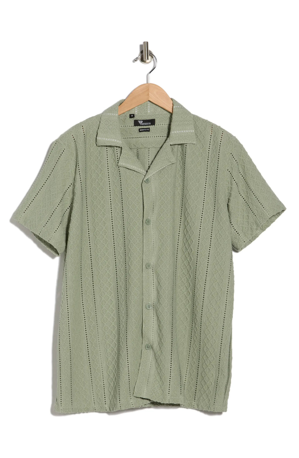 TRSH-3007-Modern Fit Textured Camp Shirt