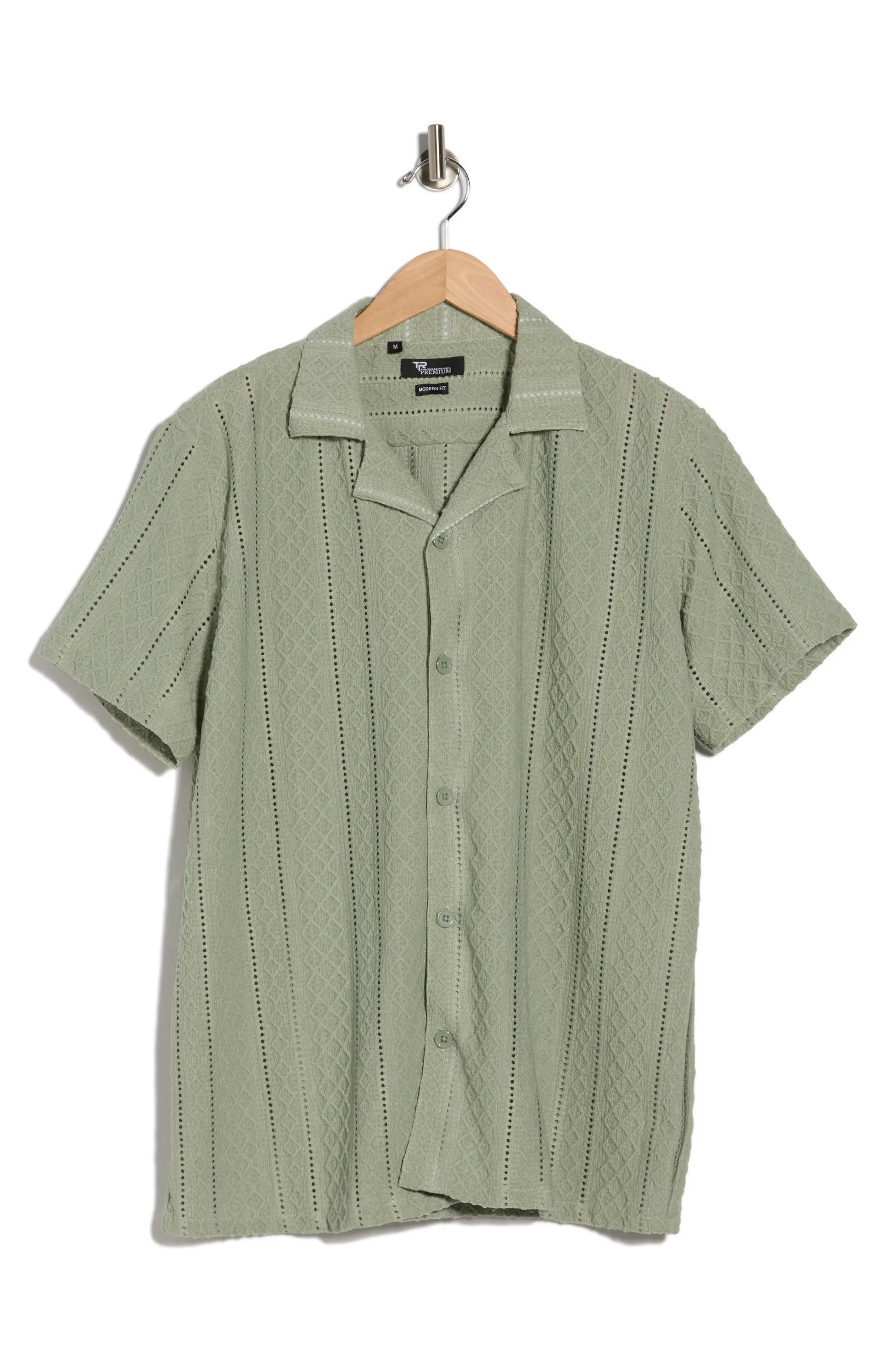TRSH-3007-Modern Fit Textured Camp Shirt