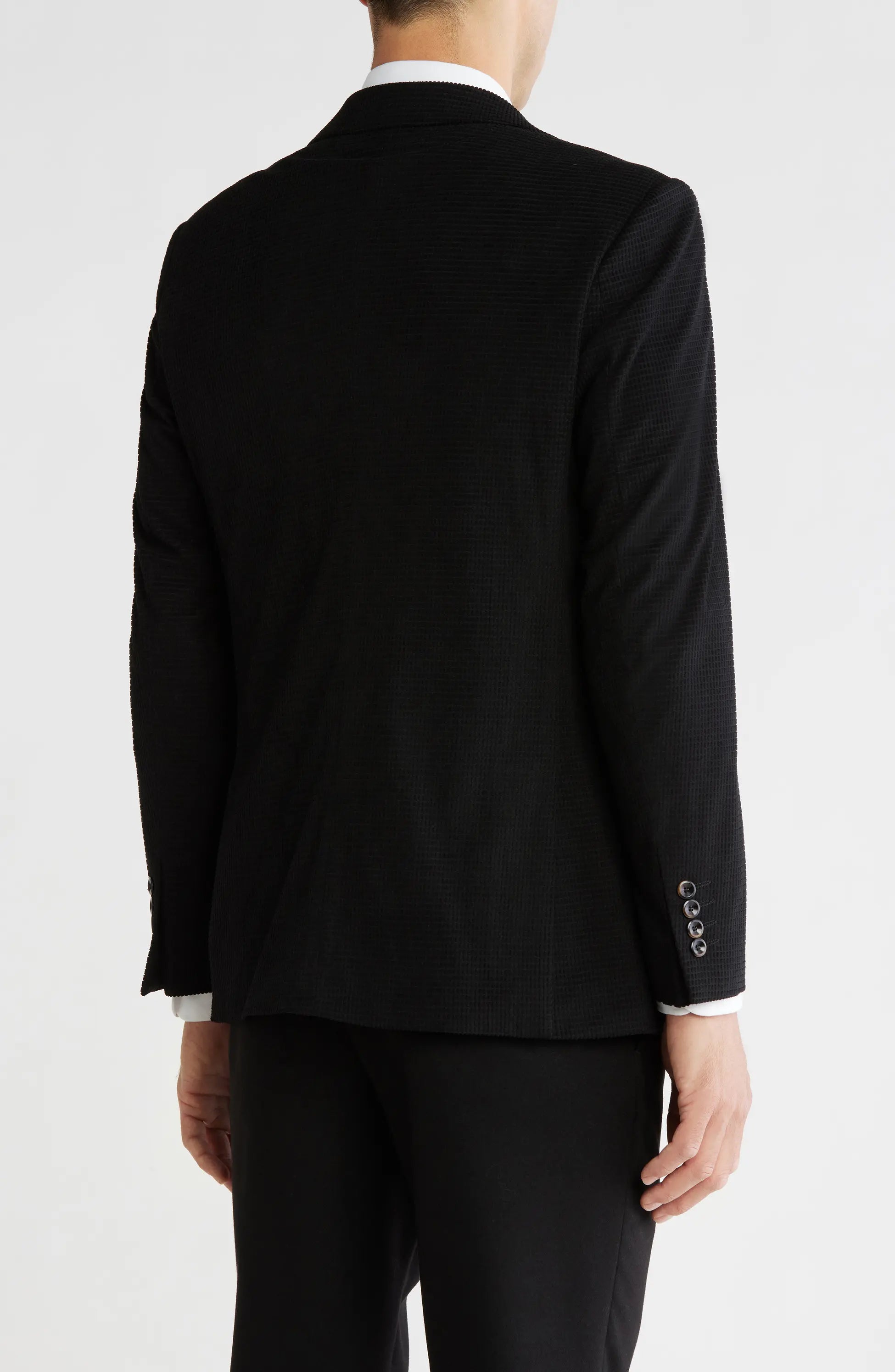 TRB-911 Slim Fit Solid Cotton Blend Textured Blazer