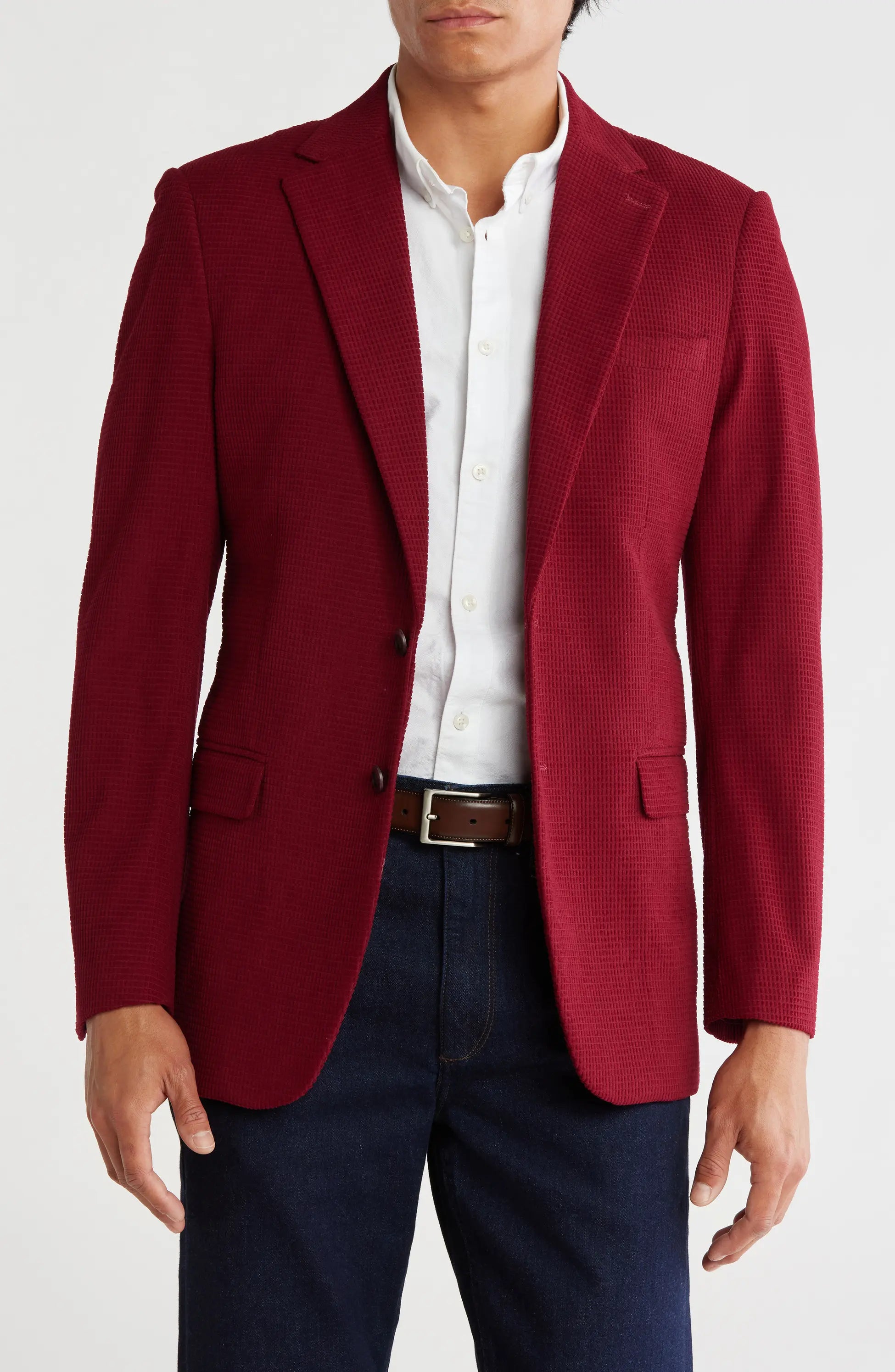 TRB-911 Slim Fit Solid Cotton Blend Textured Blazer