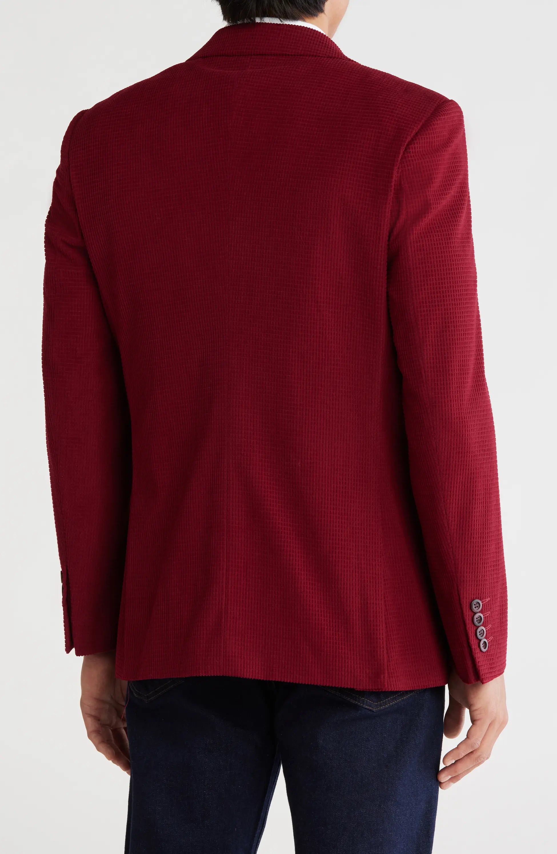 TRB-911 Slim Fit Solid Cotton Blend Textured Blazer