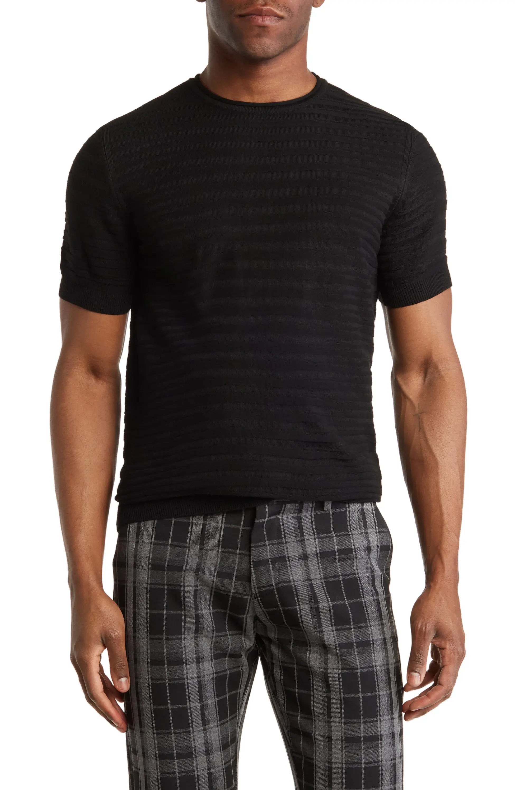 Textured Knit Crewneck T-Shirt TR-11488
