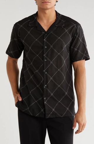 TRS-7005 Floral Diamond Embroidered Camp Shirt