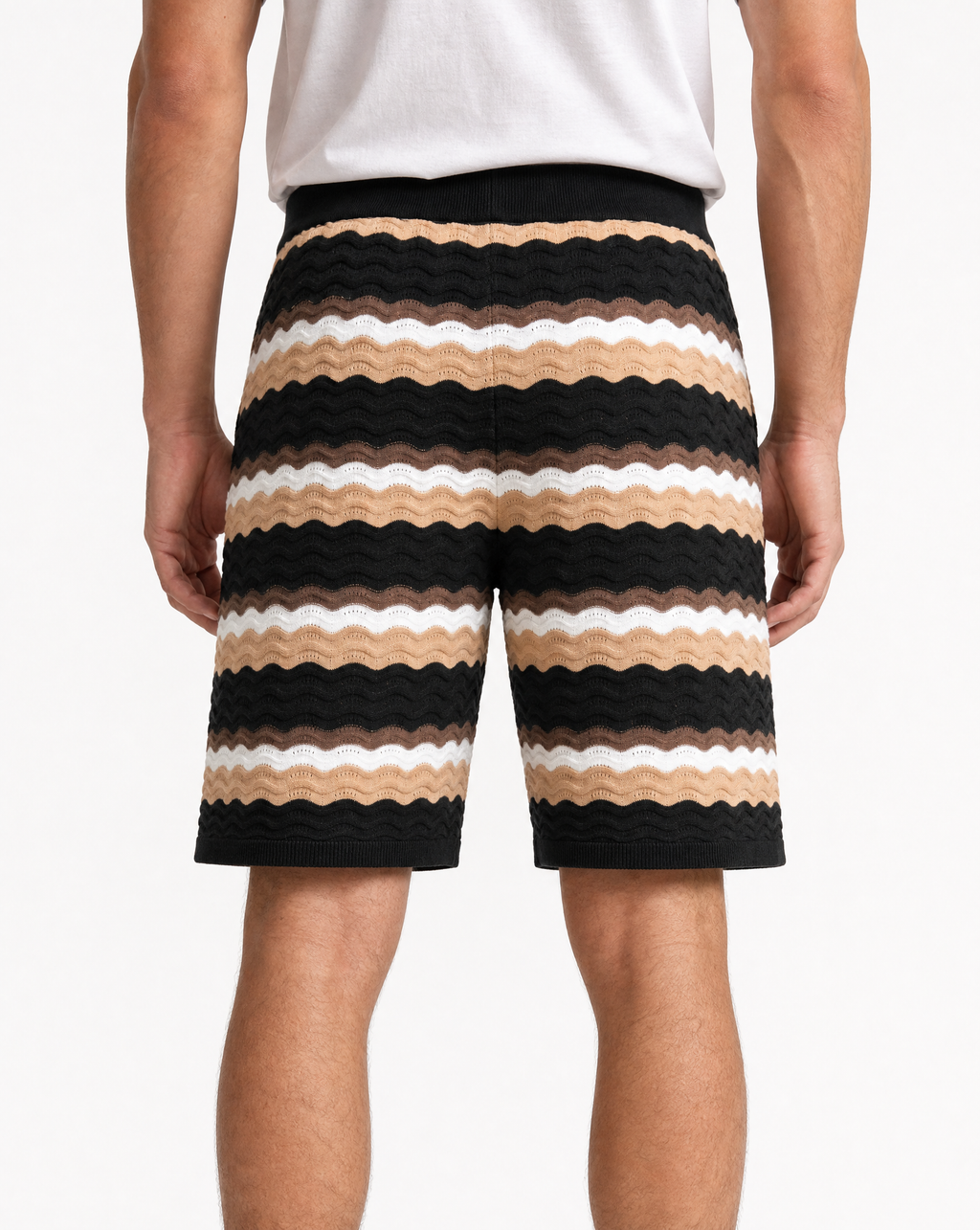 TKSB-1002-Textured Knit Striped Shorts