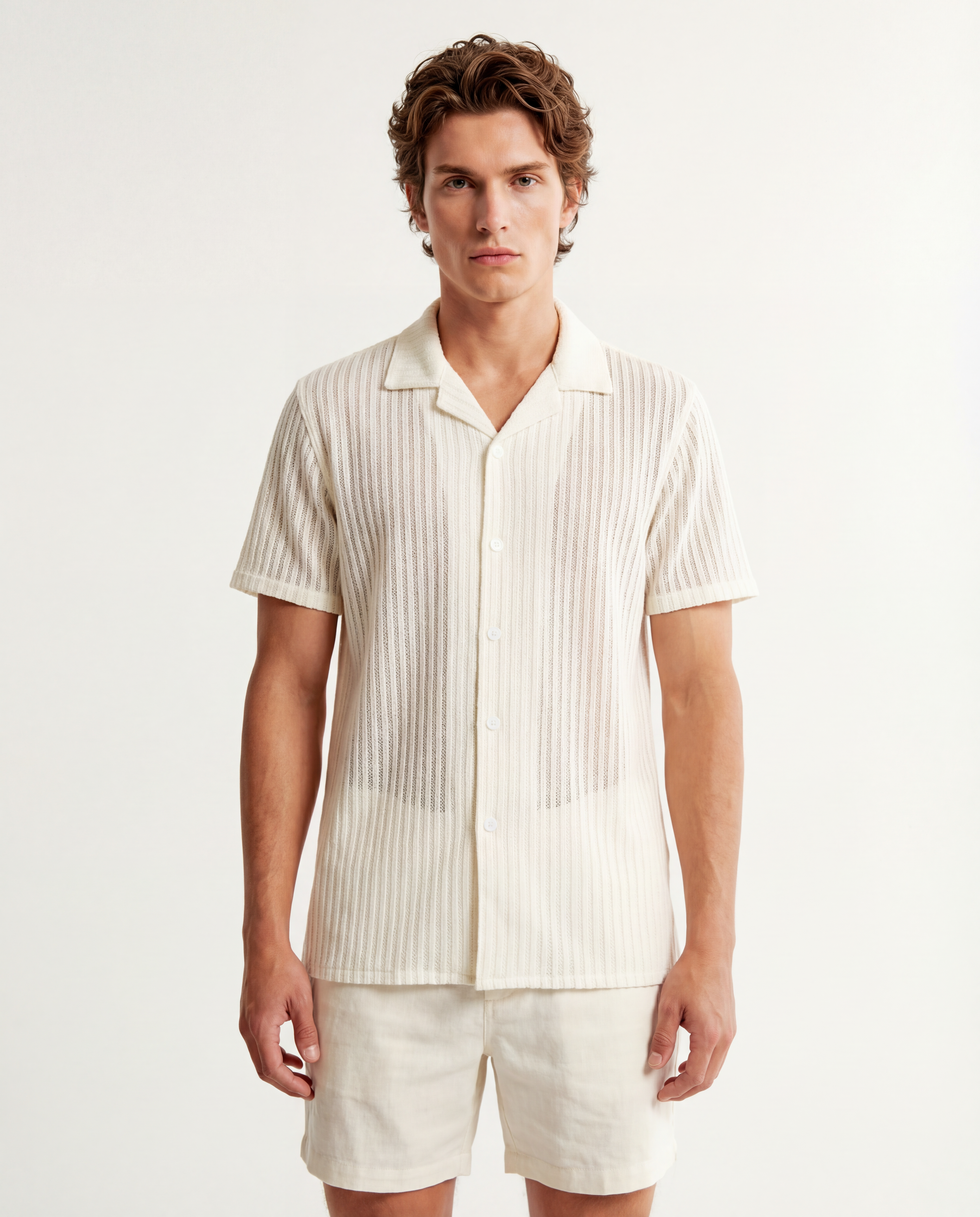 TRSH-216 Textured Stripe Button-Up Shirt