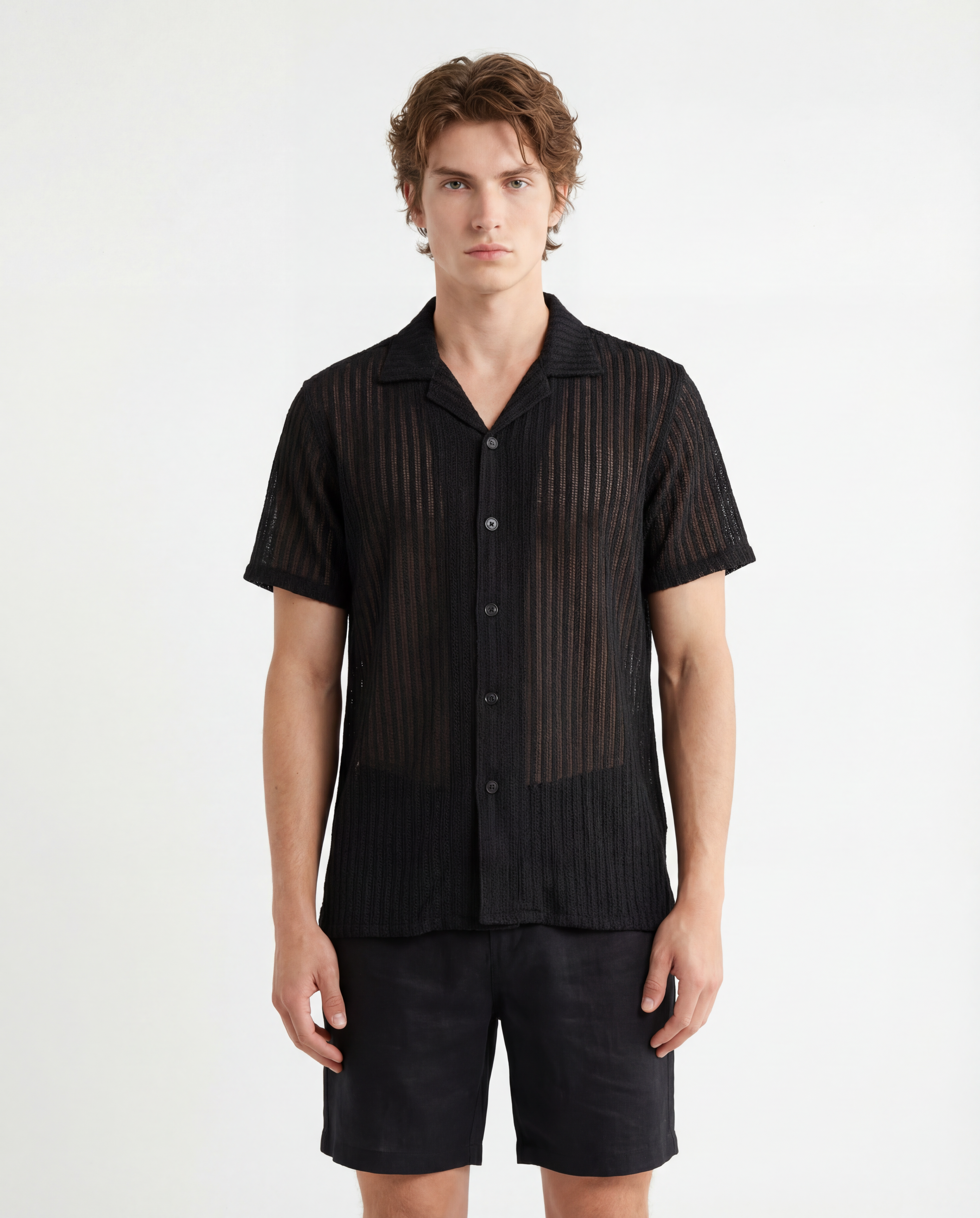 TRSH-216 Textured Stripe Button-Up Shirt