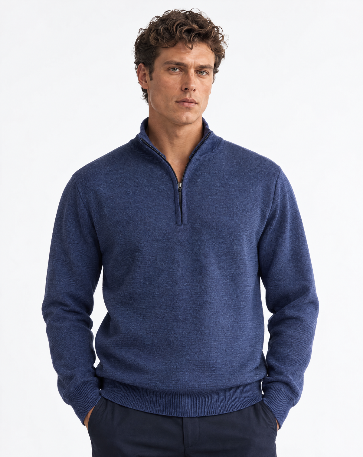 JCS-506-QZ-1/4 Zip Full Zip Ottoman Texture Sweater
