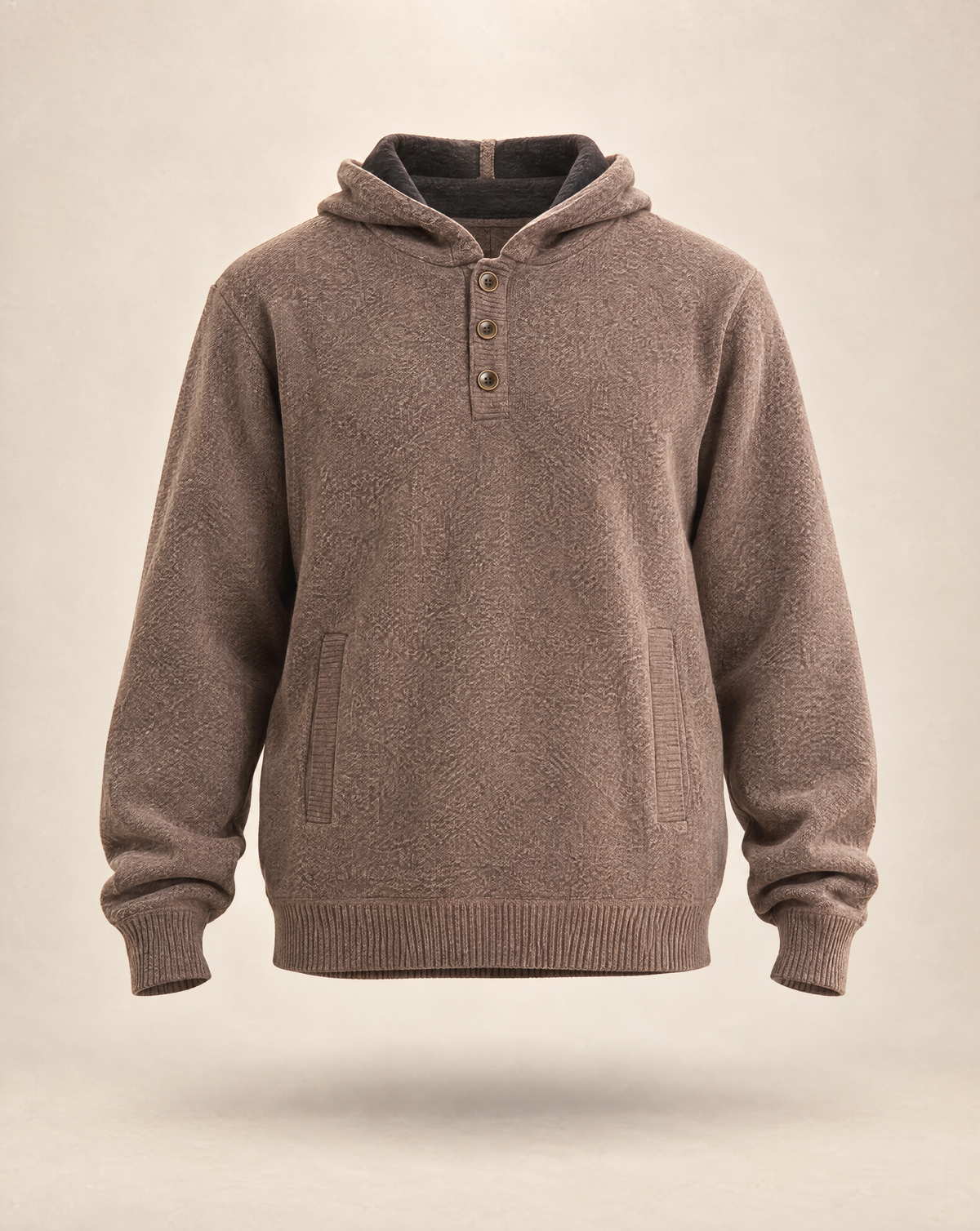 JCS-505-BH-3 Button Hoodie Melange Sweater