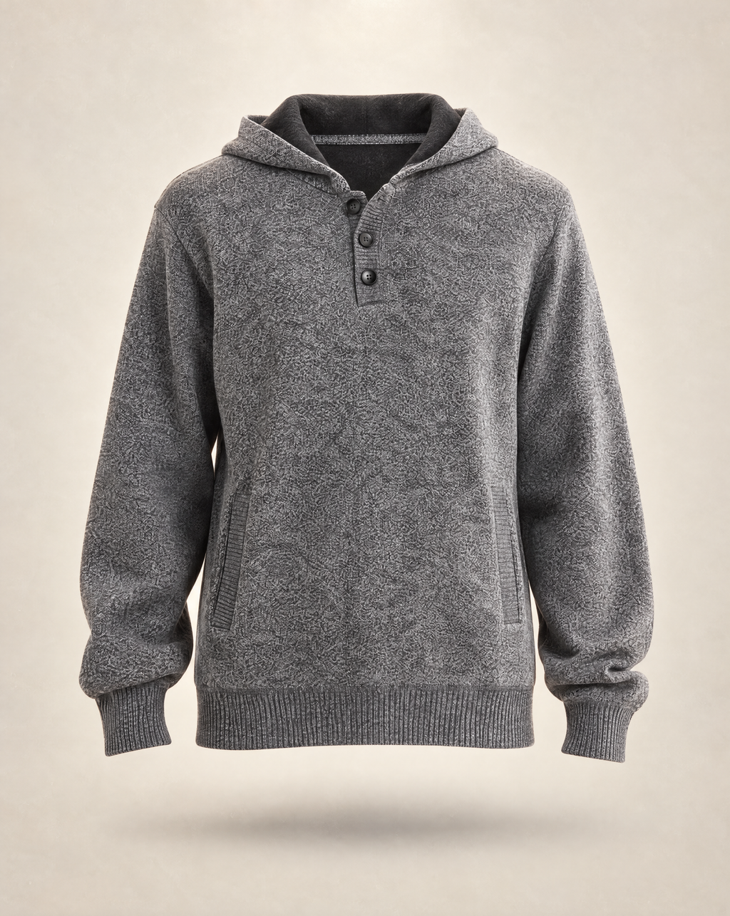 JCS-505-BH-3 Button Hoodie Melange Sweater