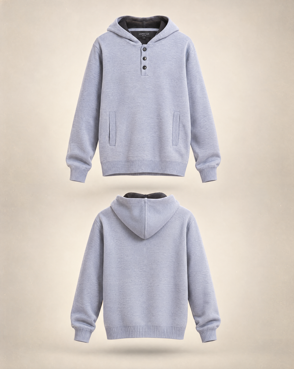 JCS-505-BH-3 Button Hoodie Melange Sweater