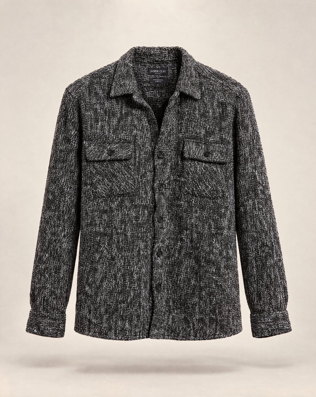 JCSH-54-Textured Shirt Jacket With Dual Chest Flap Pockets