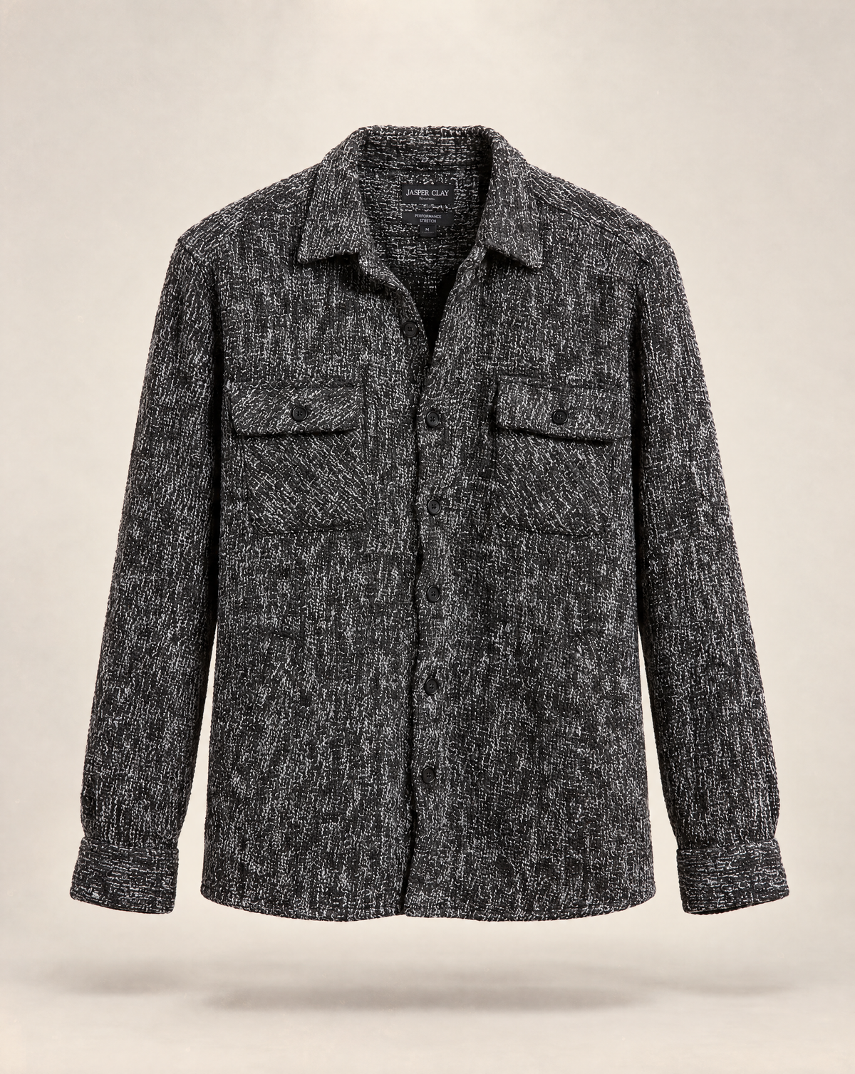 JCSH-54-Textured Shirt Jacket With Dual Chest Flap Pockets