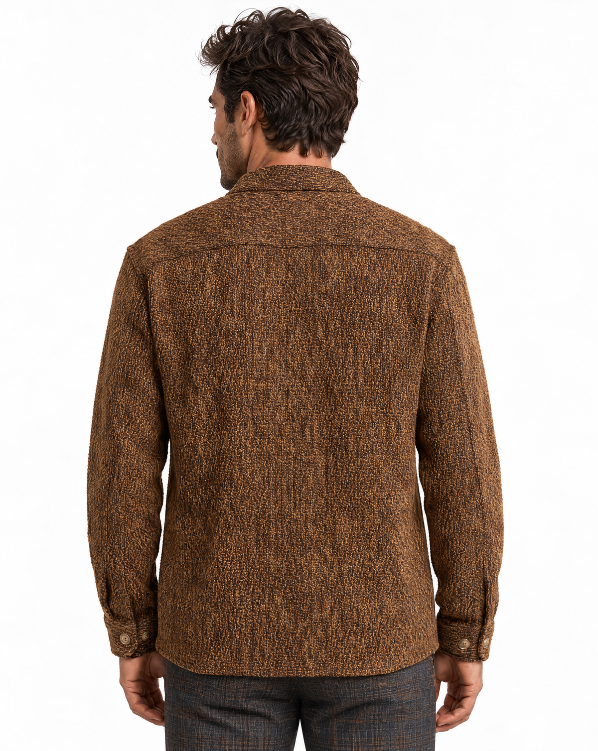 JCSH-54-Textured Shirt Jacket With Dual Chest Flap Pockets