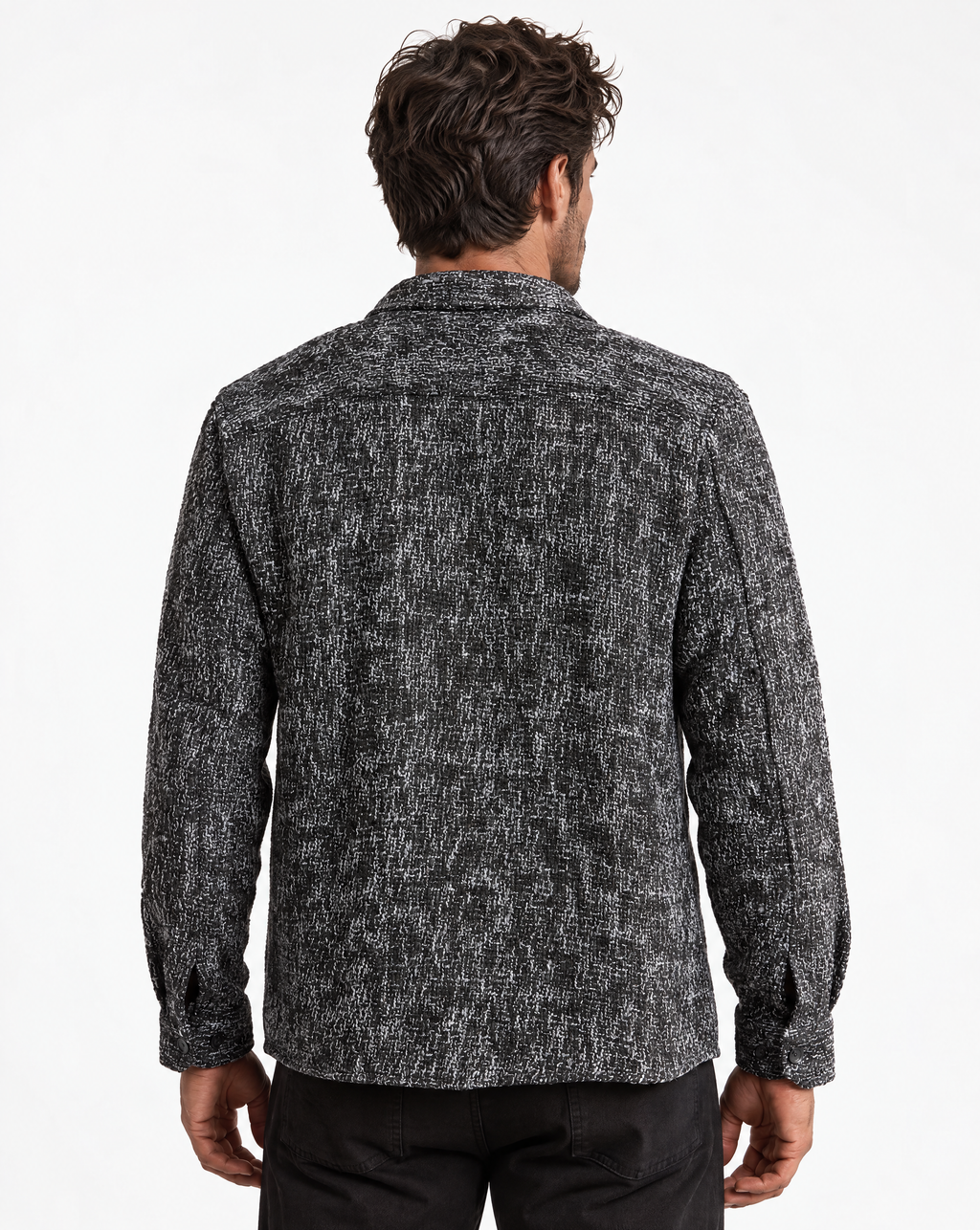 JCSH-54-Textured Shirt Jacket With Dual Chest Flap Pockets