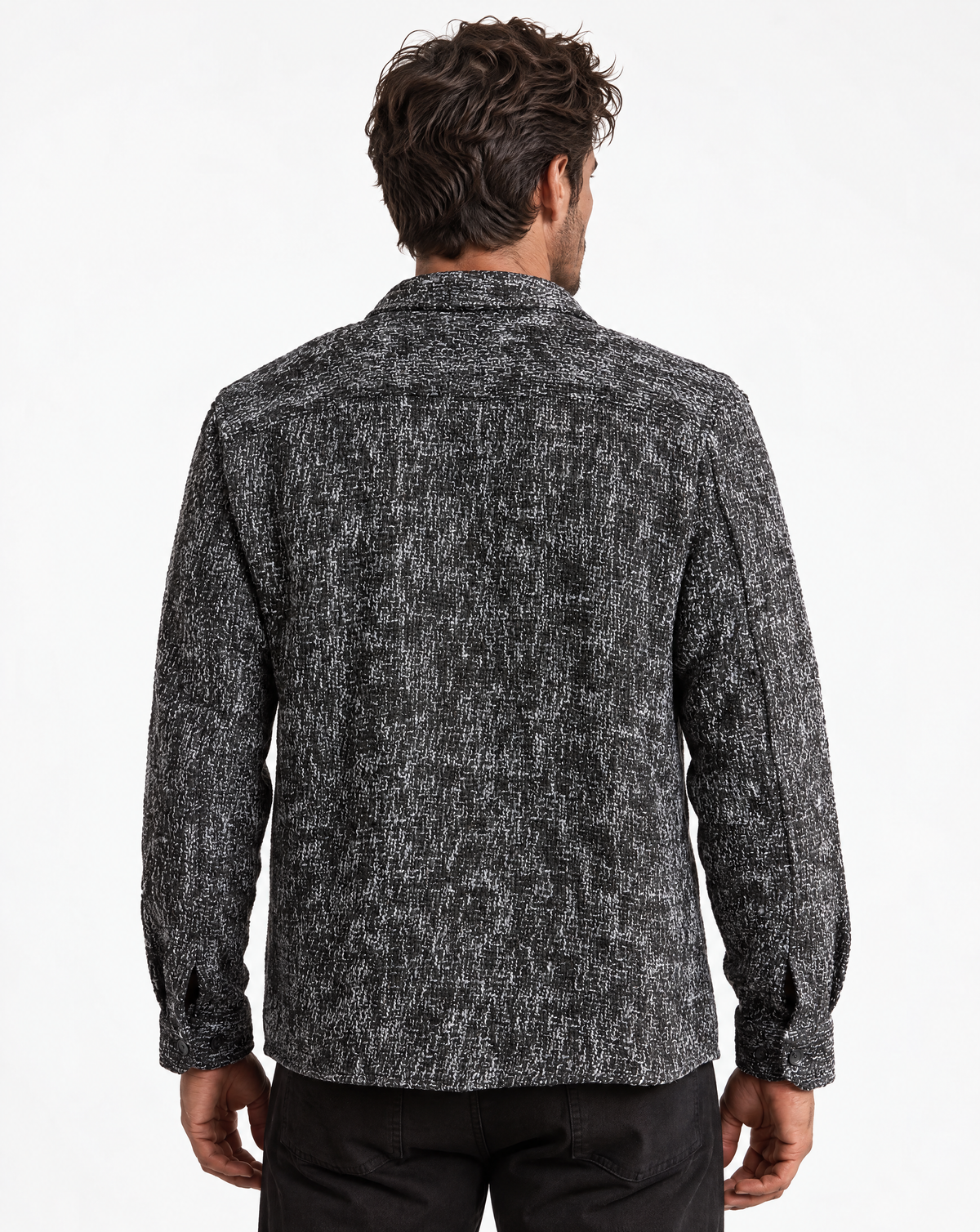 JCSH-54-Textured Shirt Jacket With Dual Chest Flap Pockets