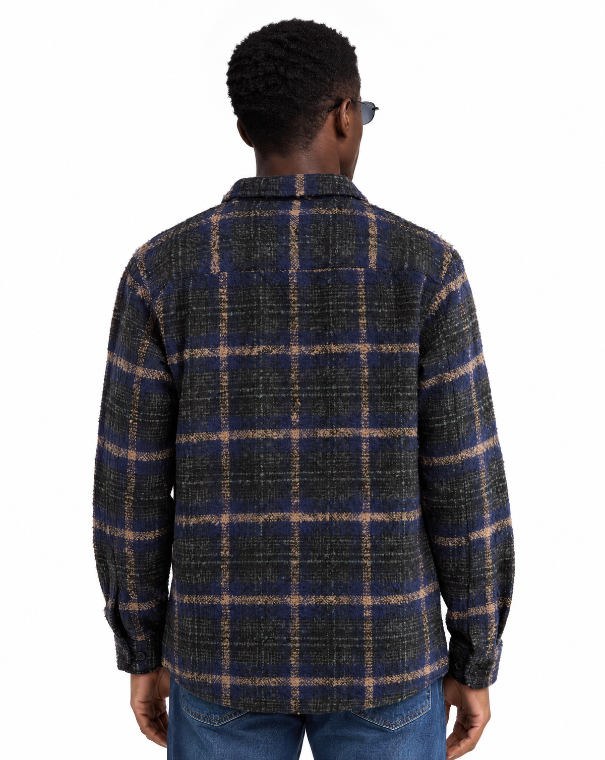JCSH-59-Textured Shirt Jacket With Dual Chest Flap Pockets