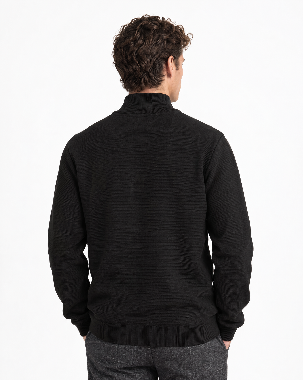 JCS-506-QZ-1/4 Zip Full Zip Ottoman Texture Sweater