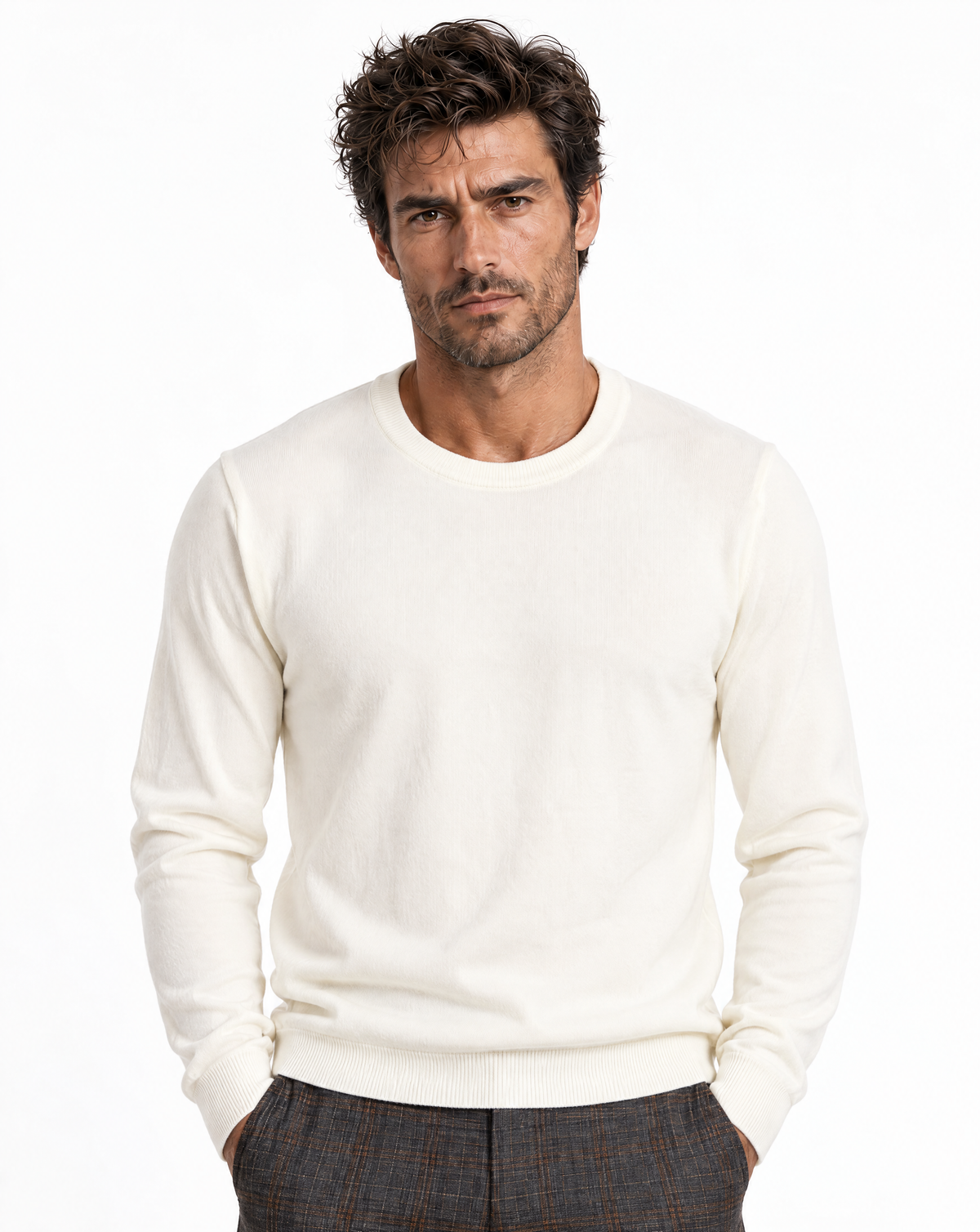 TRCK-11555-SLIM FIT CREW NECK SWEATER