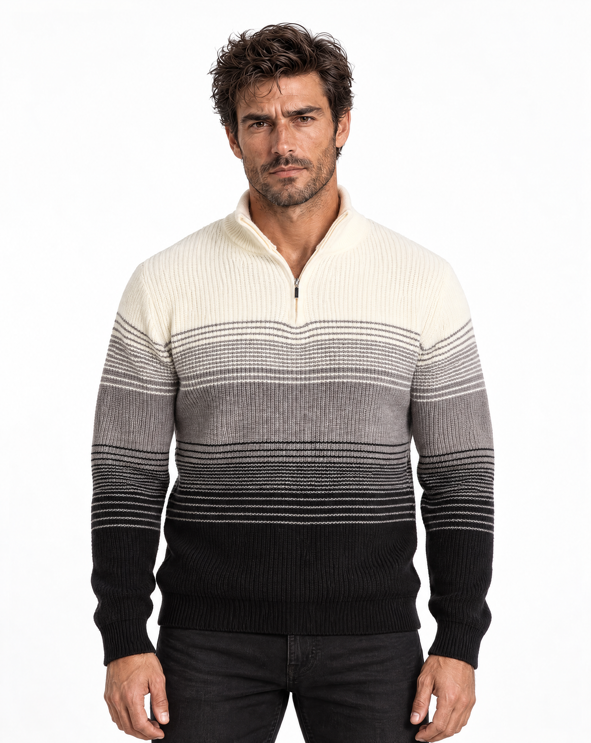 TRCK-11583 - Mock Neck Quarter Zip Sweater