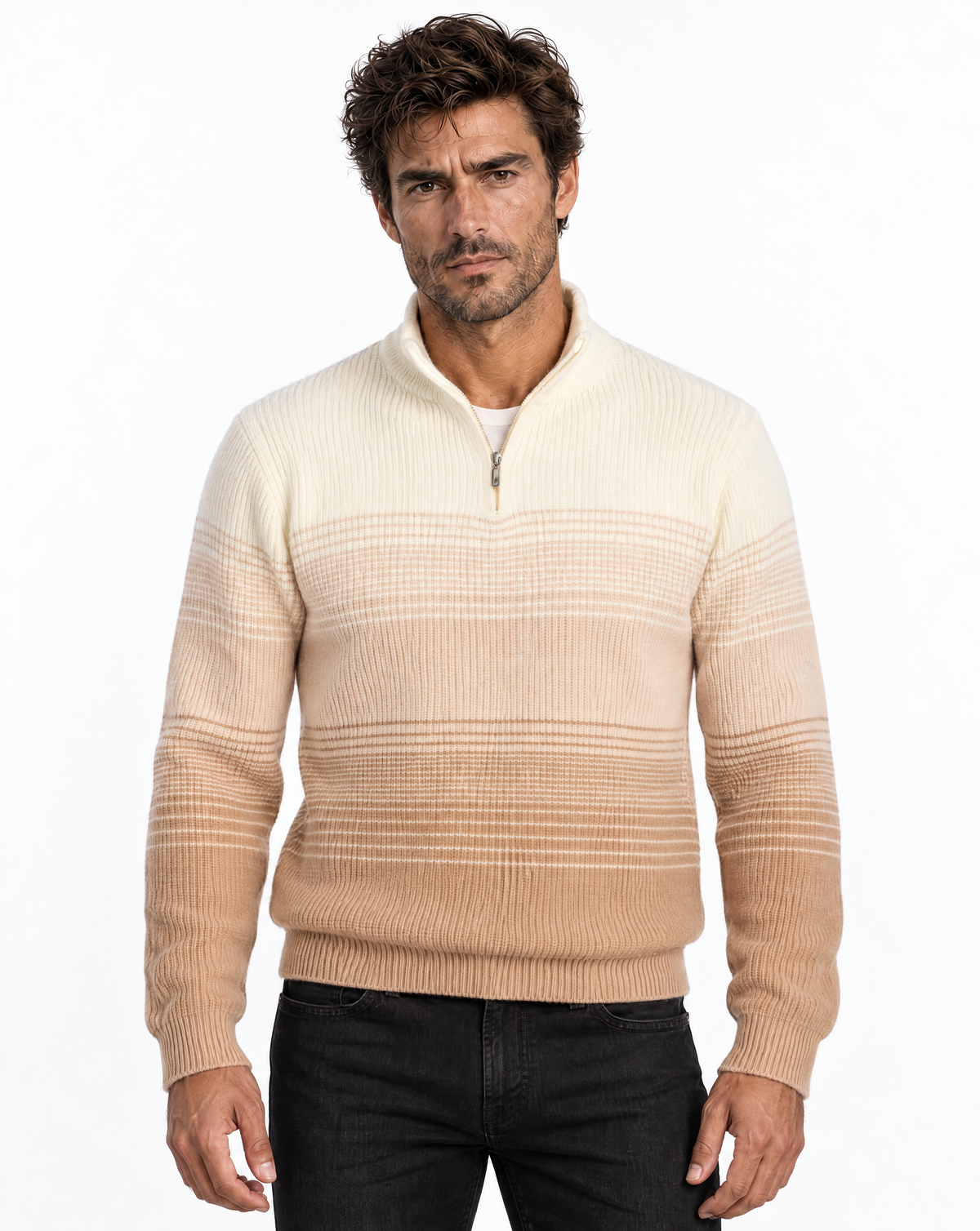 TRCK-11583 - Mock Neck Quarter Zip Sweater