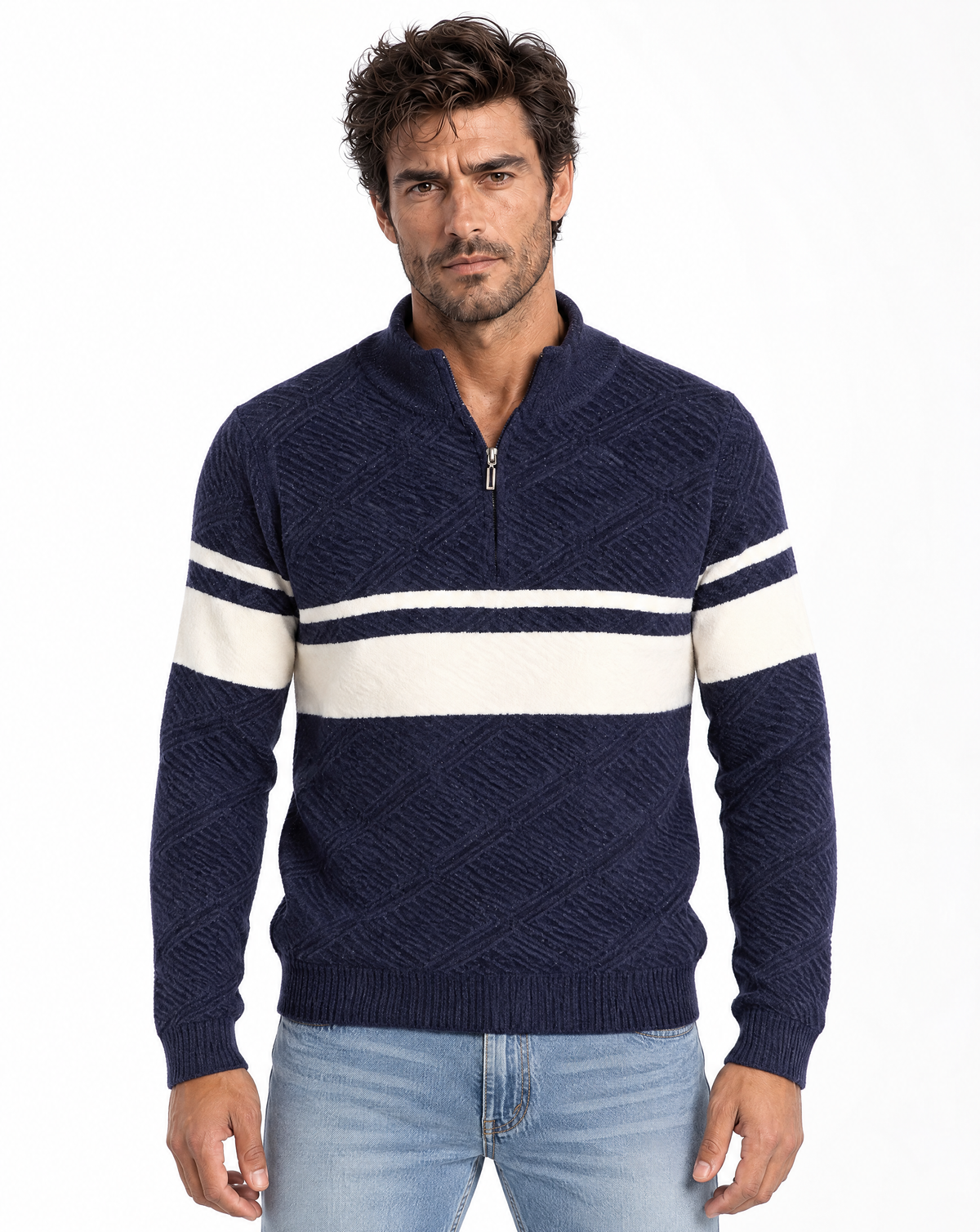 TRCK-11588 - Mock Neck Quarter Zip Sweater