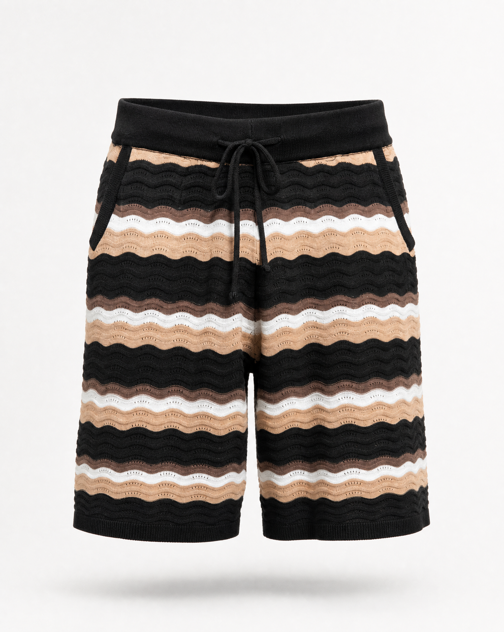 TKSB-1002-Textured Knit Striped Shorts