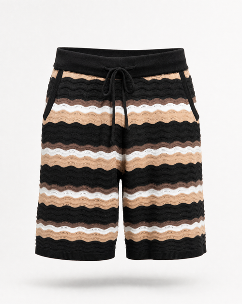 TKSB-1002-Textured Knit Striped Shorts