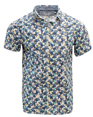 Floral Print Short Sleeve Button-Up Shirt T-1006