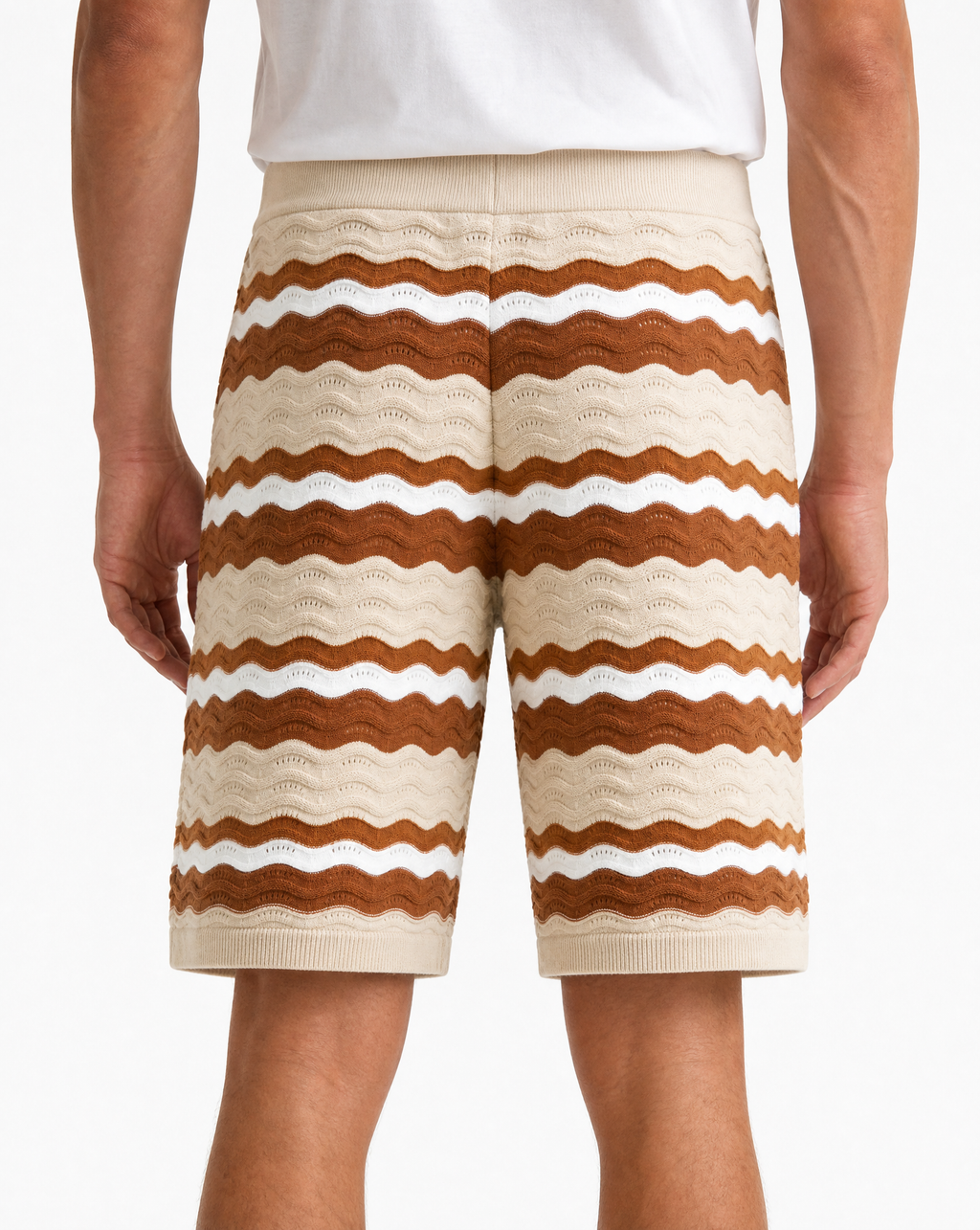 TKSB-1002-Textured Knit Striped Shorts