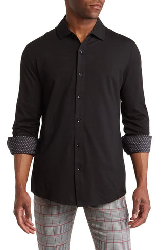 Solid Tailored Fit Stretch Knit Dress Shirt TR-1042