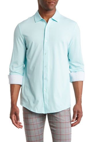 Solid Tailored Fit Stretch Knit Dress Shirt TR-1042