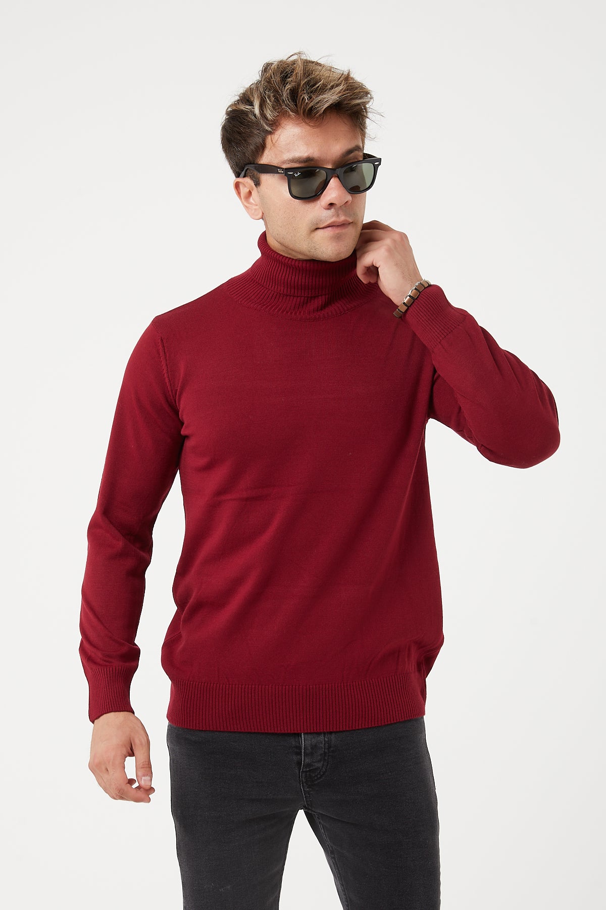 TR-11476 Slim Fit Wool Mock Neck Sweater